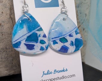 Pendientes colgantes bohemios costeros azules