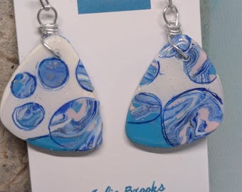 Pendientes colgantes azules de estilo bohemio costero