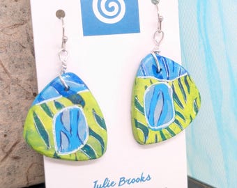 Pendientes colgantes estilo boho azul y verde