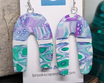 Pendientes colgantes bohemios color magenta