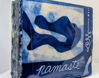 Resined cyanotype Zen block:  Namaste