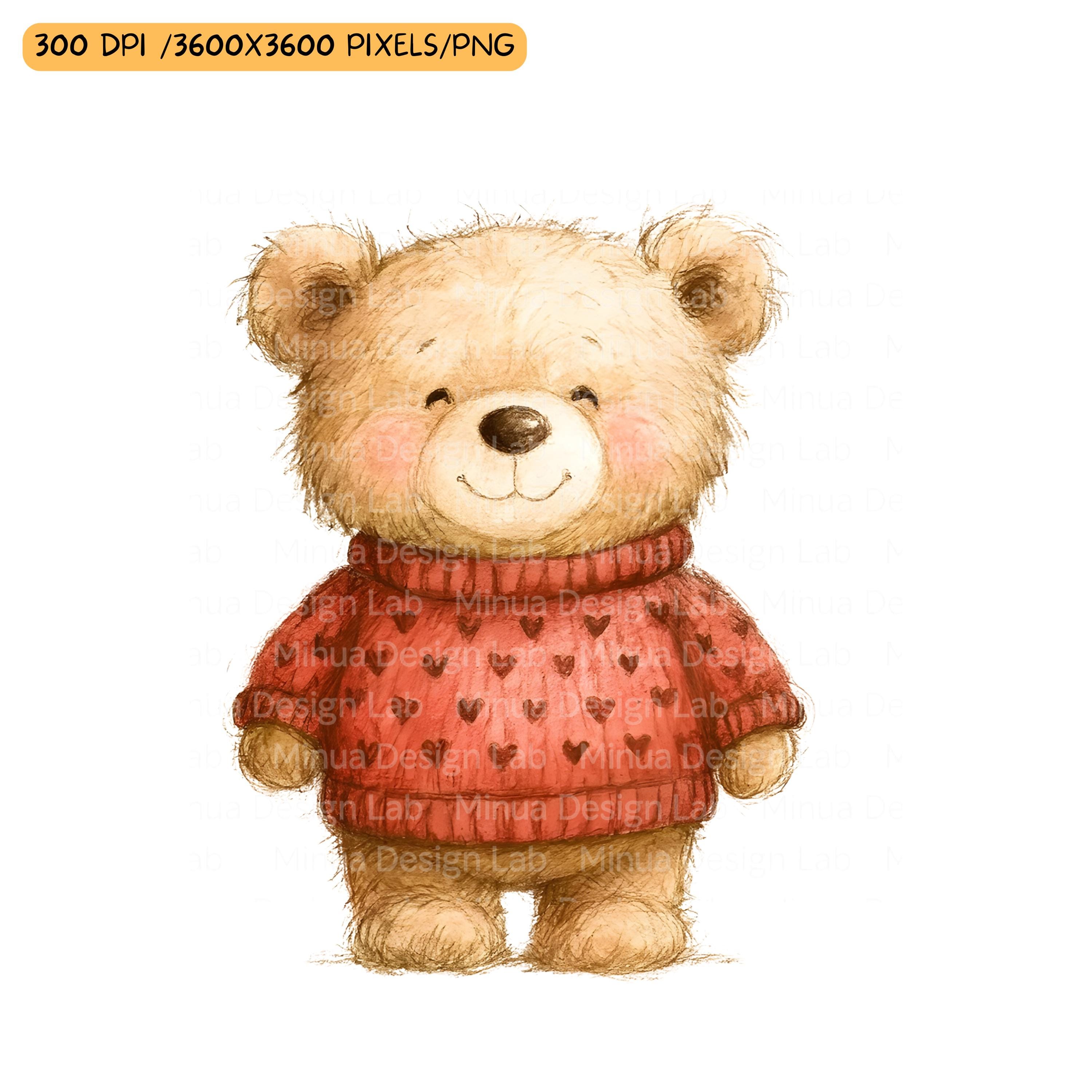 Valentine Teddy Bear Clipart Bundle: Watercolor Love Bears (digital ...