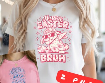 Retro Easter Bunny Bruh PNG - Floral Rabbit Shirt Design (Digital Download)