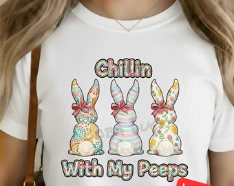 Chillin With My Peeps Easter Bunny PNG - Coquette Design (Digital Download)