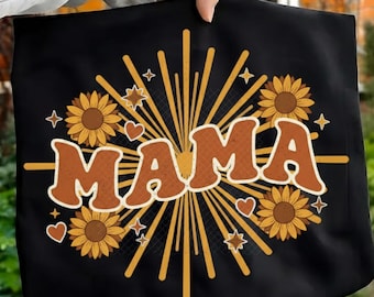 Retro Mama PNG SVG Design, Groovy Boho Shirt Graphic (Instant Download)