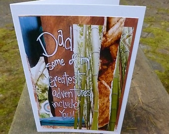 DADS GREATEST ADVENTURES,  Fathers Day or Birthday Card, Card for Grandfather or Step Father, Man You Call Dad, One of a Kind Dad