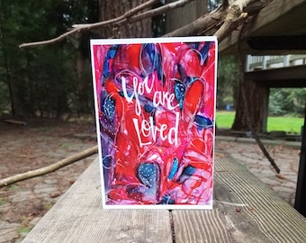NEW  You Are Loved, Valentine, Engagement, Wedding, Anniversary Card, Girlfriend or Boy Friend, Significant Other, Best Friend, Heart Design