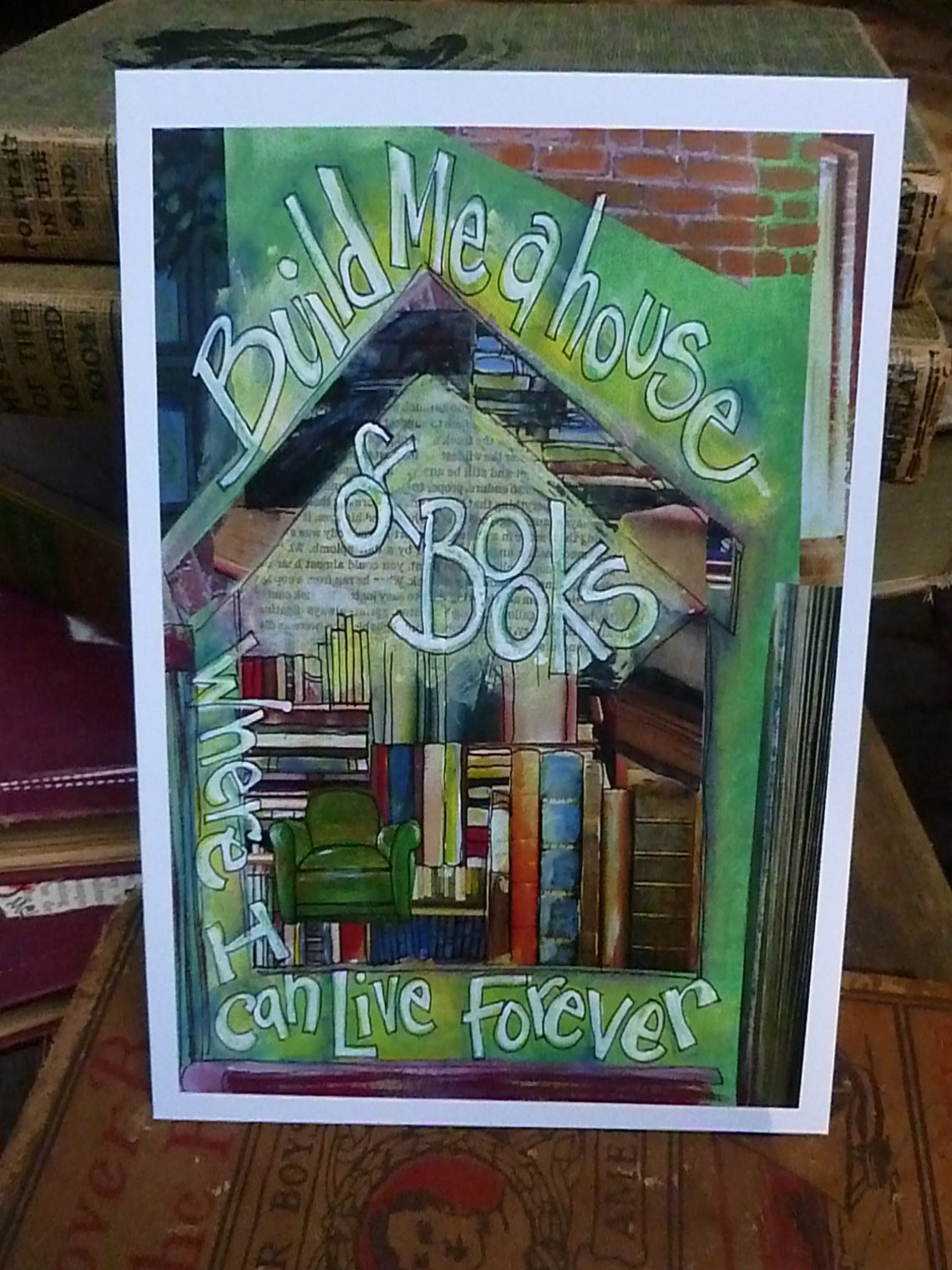 Book Card or Gift HOUSE OF BOOKS, Great for Authors, Librarians or Students Card A Fun