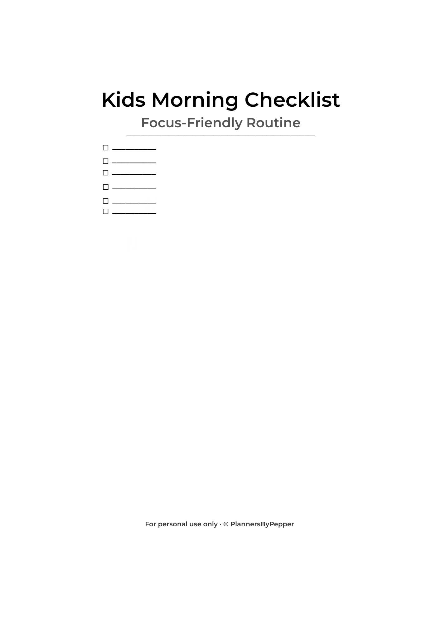 ADHD Morning Routine Chart for Kids – Visual Checklist to Improve Focus ...