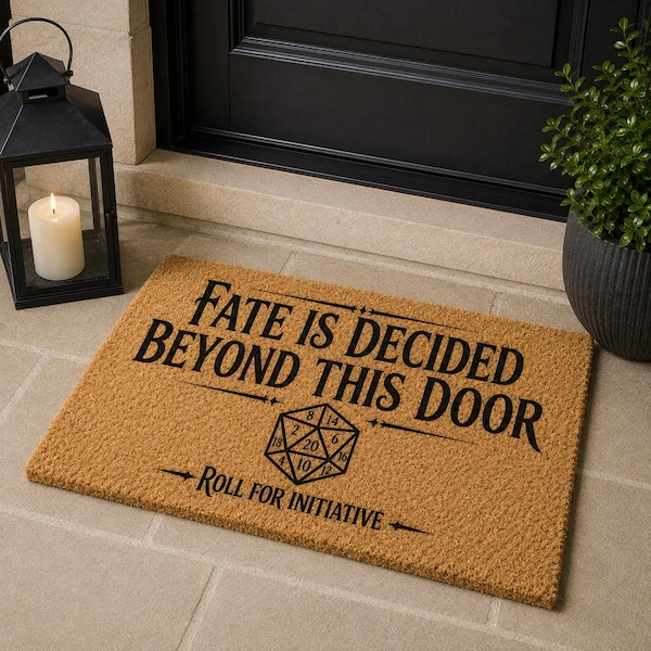 Roll for Initiative Doormat – Fate Is Decided Beyond This Door Gamer Mat