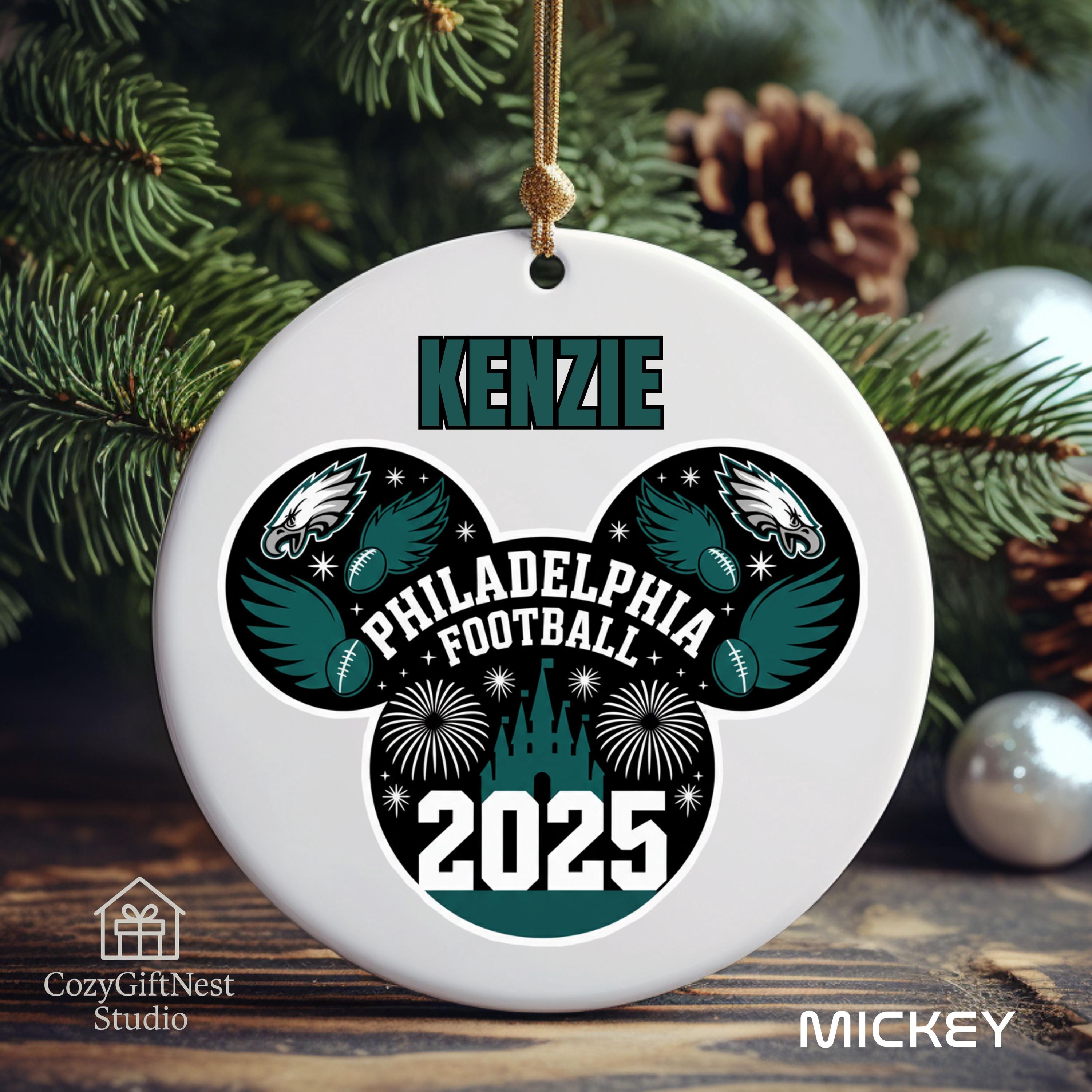 Discover Philadelphia Football Disney Christmas Ornament  Custom Name Mickey Keepsake