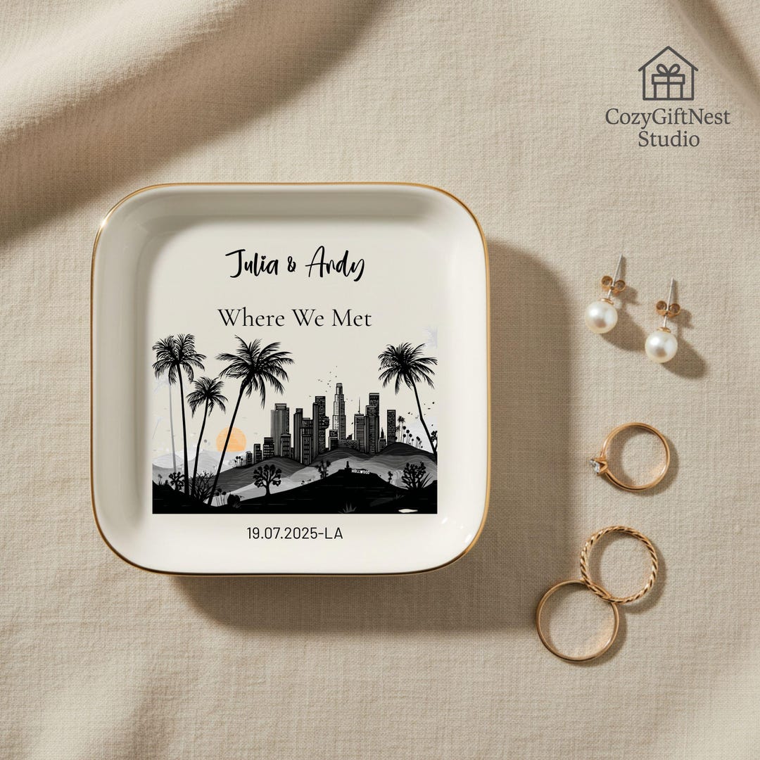 Personalized Ceramic Ring Dish, Custom City Skyline Jewelry Tray ...
