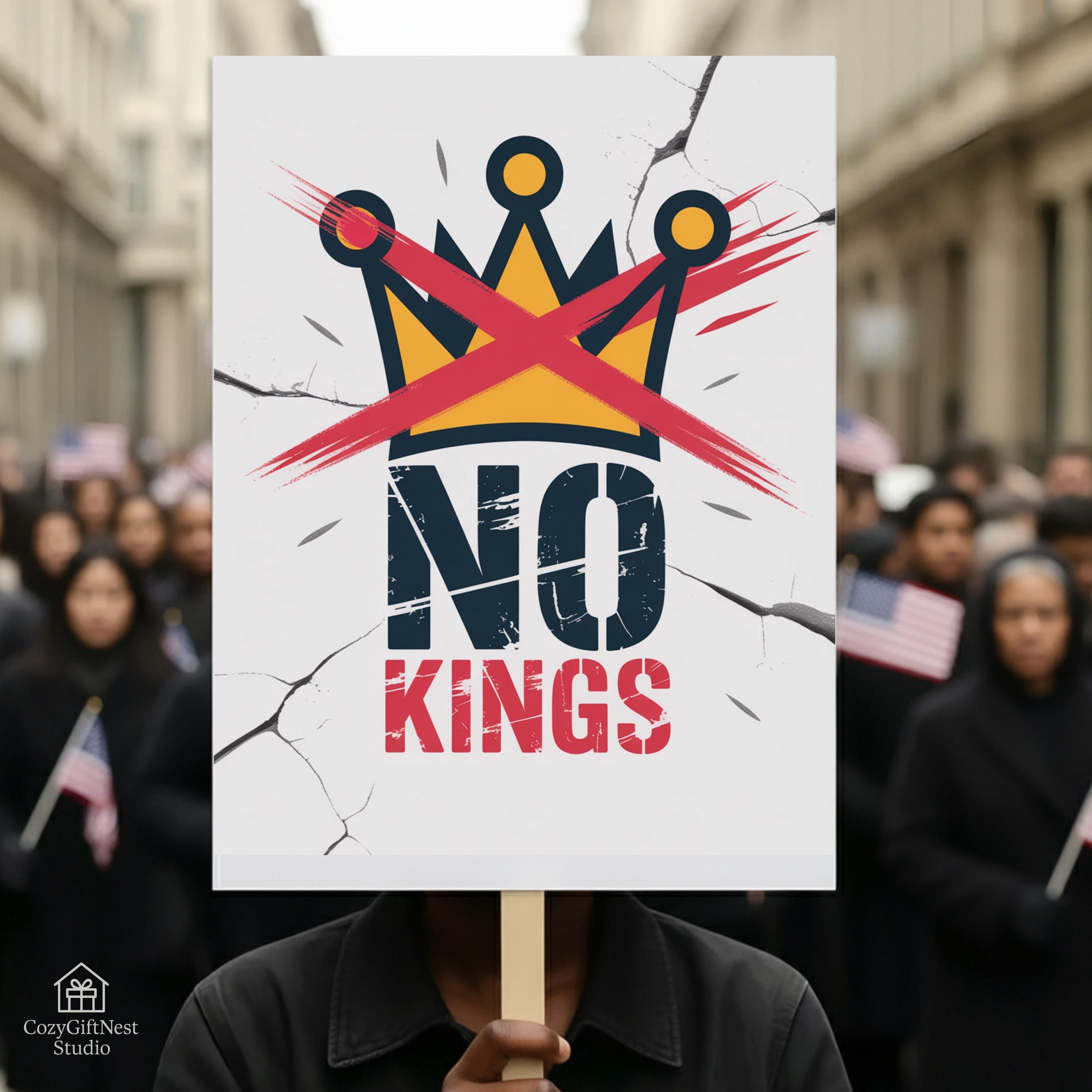 No Kings Protest Sign – Anti Trump Resistance Political Activist ...