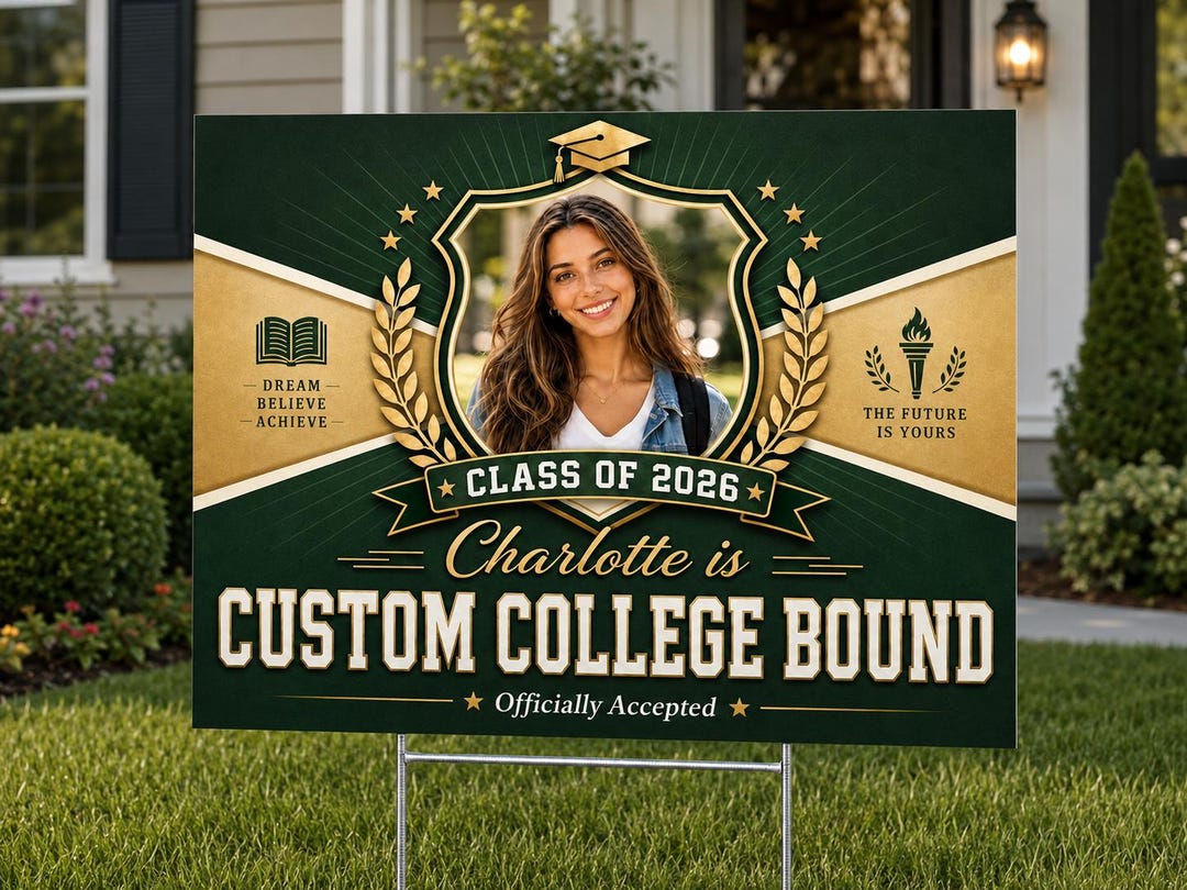 Personalized University Bound 2026 Yard Sign, Custom Graduation Photo ...