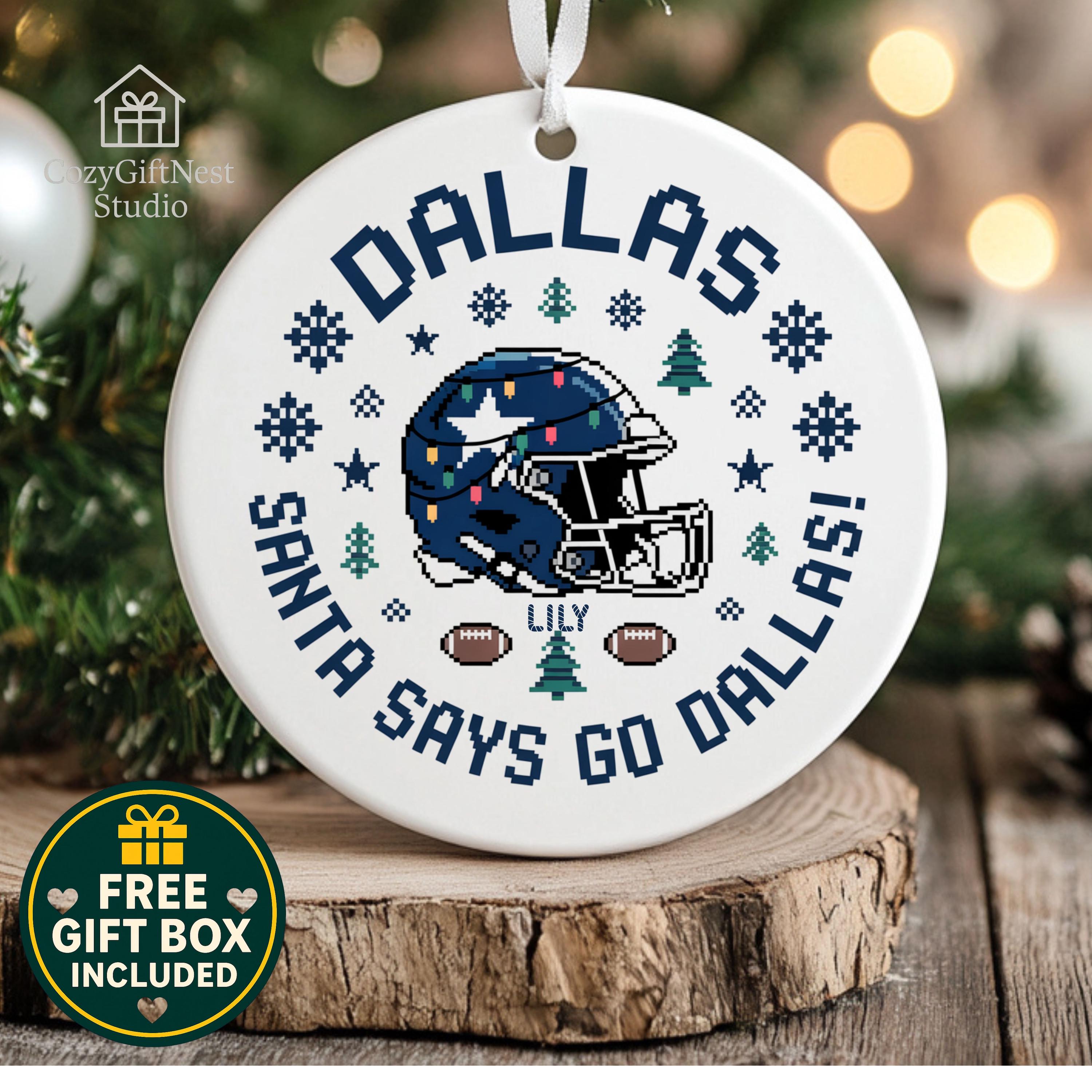 Discover Dallas Football Christmas Ornament  Custom Name Santa Says Go Dallas Keepsake