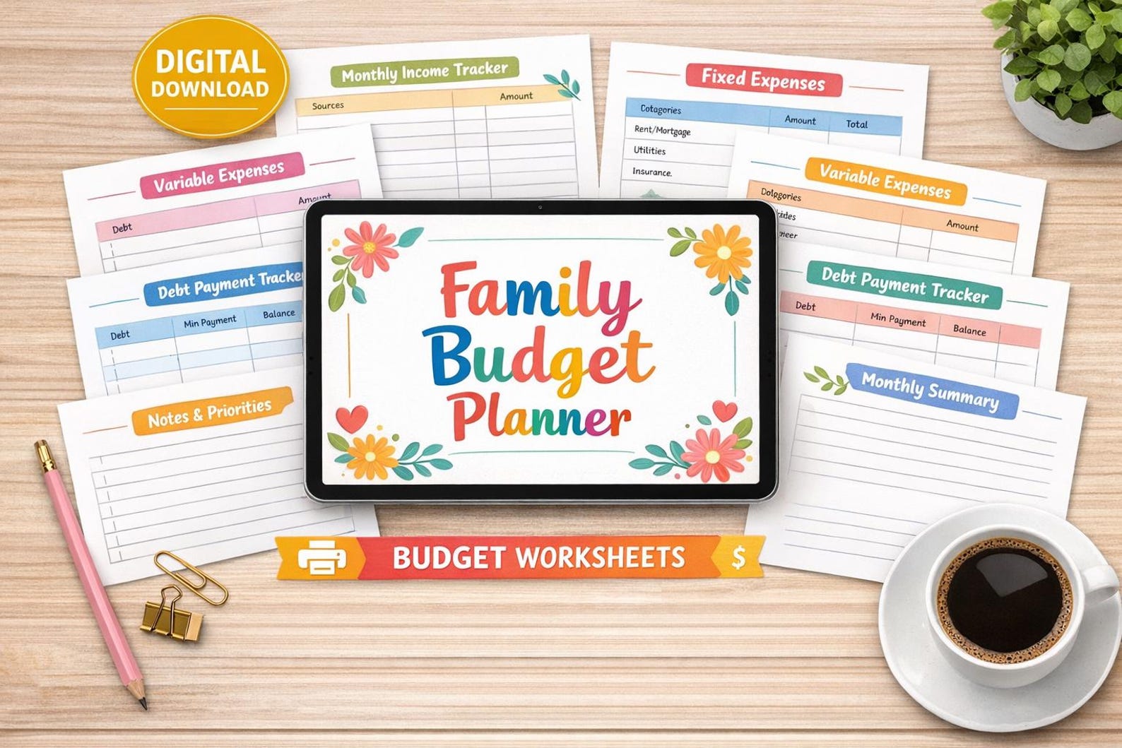 Family Budget Planner Printable – Digital Download - Etsy