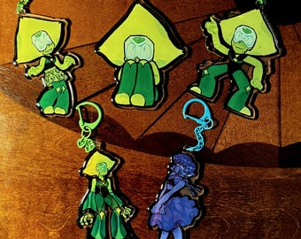 Steven Universe Acryl Schlüsselanhänger: Peridot Lapis Lazuli Amethyst Rubin Jaspis Epoxy Anhänger