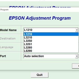 Epson-Restter- Software L1210 L3210 L3250 L3251 L3260 L5290 - Drucker-Reset-Programm digitaler Download
