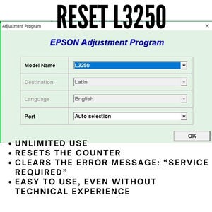 Epson L3250 Resetter Software | Waste Ink Pad Reset Utility (Digital Download)