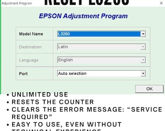 Epson L3250 Resetter Software | Waste Ink Pad Reset Utility (Digital Download)
