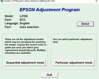 Epson L3150 Resetter Software | Waste Ink Pad Reset Utility (Digital Download)