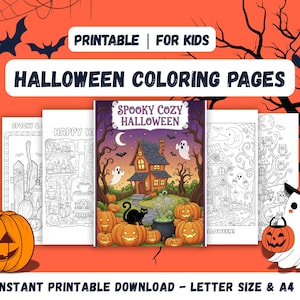 Halloween Coloring Book: Spooky Fun for Kids & Adults (PDF Download, 10 Pages)