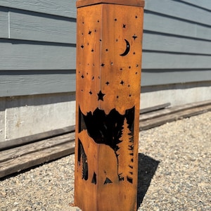 Metal Garden Column with Solar light/ yard decor/ garden art