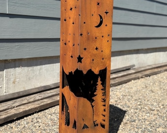 Columna de jardín de metal con luz solar/decoración de jardín/arte de jardín