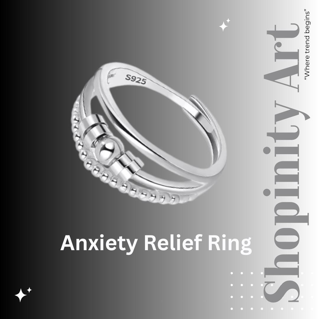 Silver Anxiety Relief Ring 925 Spinner Fidget Ring Stress Relieving Photo Inspiration