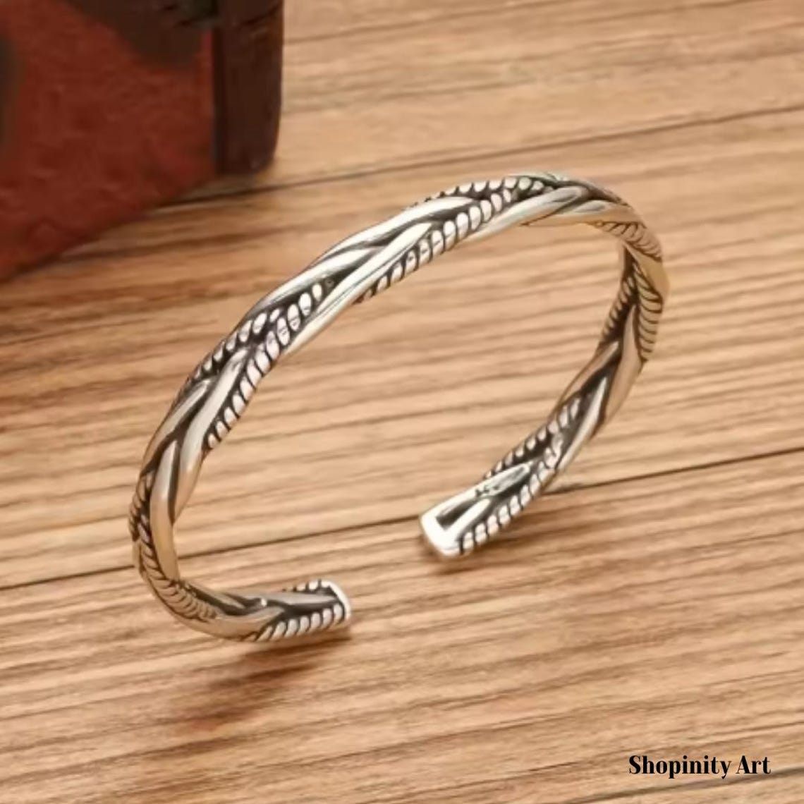 925 Viking Goth Twist Knot Bracelet, Thin Bangle for Women, Viking ...