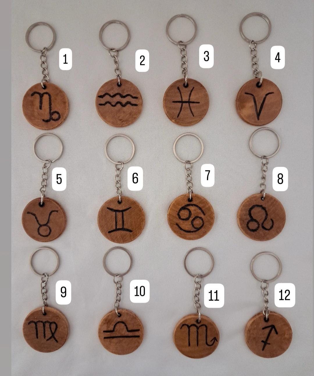 Wooden Zodiac Keychain, Personalized Astrological Sign - Etsy