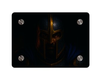 Knight Warrior Wall Art | Medieval Fantasy Acrylic Print | Man Cave Gym Decor, Dark Warrior Poster, Strength Motivation Artwork