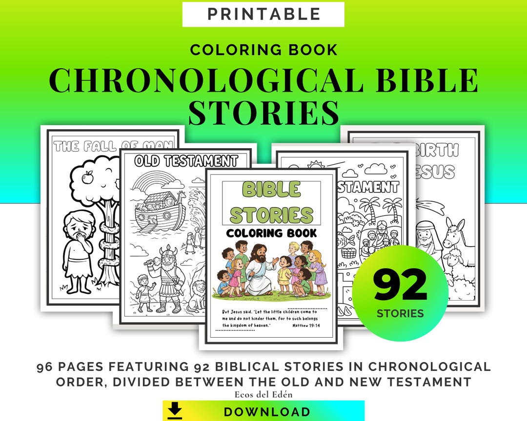 Bible Stories Coloring Book for Kids, 92 Biblical Scenes Printable ...