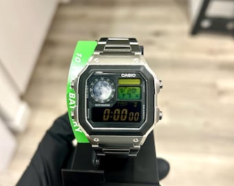 Modificación de color personalizado para Casio AE1200: Reloj digital retro, acero inoxidable.