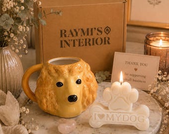 Hundebecher + Kerze Set “ Haustier gedenkkerze | Geschenk für Hundeliebhaber | Geschenkbox für Hundefreunde | Wohnaccessoires | Geburtstagsge
