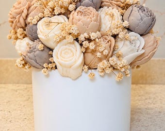Blumenstrauß aus Wachs | Dekorativer Blumenstrauß im Blumentopf | Elegant Geschenk zum Geburtstag