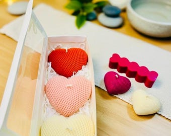 Kerzen Set-Geschenk Box-Herz Kerzen- Geschenk-Geschenkidee-Geburtstagsgeschenk-Hochzeitstag geschenkt