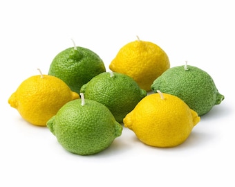 Handgemacht Set Lemon & Lime Candles-Citrus Summer Candle Set-Geburtstagsgeschenk-Geschenkidee