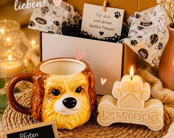 Geschenkset für Hundeliebhaber – Handgefertigte Sojawachskerze & süße Hundetasse,Gedenkgeschenk für Haustiere,Geschenk für Hundemamas
