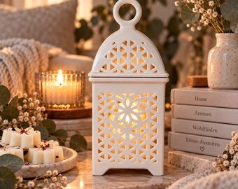 Keramik Duftlampe für Wax Melts & Räucherwerk | Aromalampe mit Teelicht | Boho Home Deko
