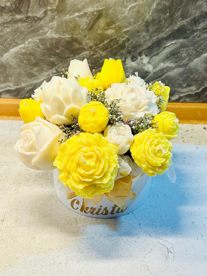 Blumenstrauß-Geburtstagsgeschenk-Hochzeitsgeschenk-Hochzeitstag geschenkt-Nachhaltiges-Geschenk für Lehrer-Schulanfang Gelb