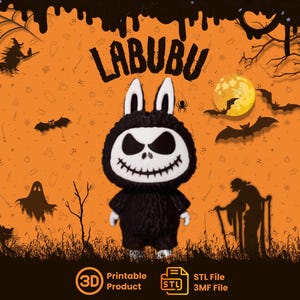 Labubu Halloween Skeleton Figure – Spooky 3D Printable Model – Labubu STL & 3MF Files – Halloween Decoration - Pumpkin Decoration