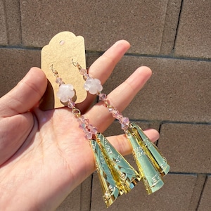 Pink and Gold Jingle Cone Earrings