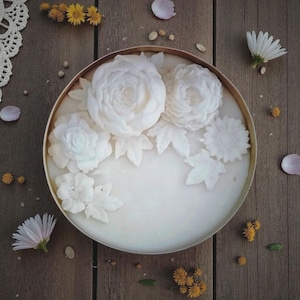 Gift For Christmas, Peony candles, Scented soy candles