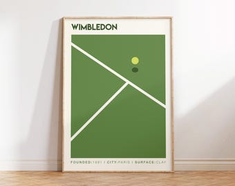 Arte de Wimbledon | Tenis de Wimbledon | Póster de Wimbledon | Lámina de Wimbledon | Lámina de tenis | Arte mural de tenis | Lámina de tenis retro | Regalo de tenis