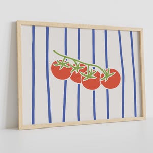 Impressão artística de tomate: pôster de cozinha peculiar, decoração de mercado de produtores, impressão de comida italiana (download digital)
