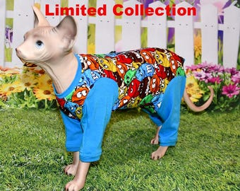 Cat Pajama – M&M's  Print, Cotton Recovery Suit with Zipper Back