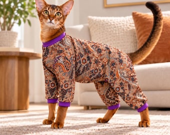 Kattenpyjama XL – Katoenen herstelpak met ritssluiting aan de achterkant