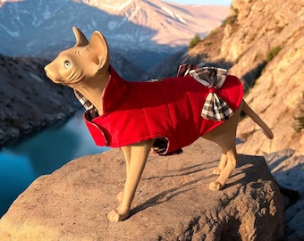 Winter Waterproof Jacket with Velcro for Cats & Small Dogs – Red