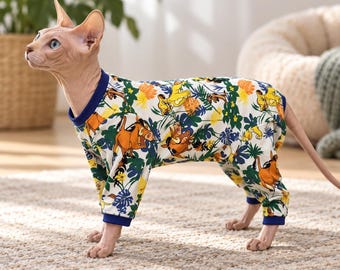 Kattenpyjama – Katoenen herstelpak met ritssluiting aan de achterkant